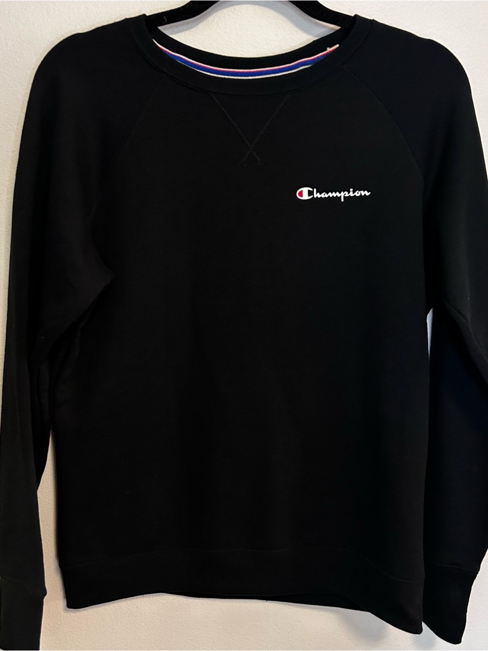 Champion Black Crewneck Sweatshirt with Small Chest Logo